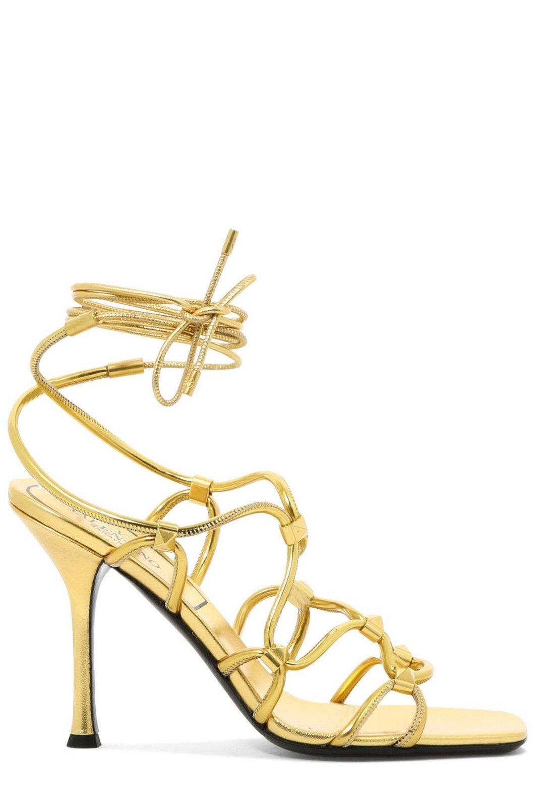 Valentino Garavani Rockstud网面露趾凉鞋