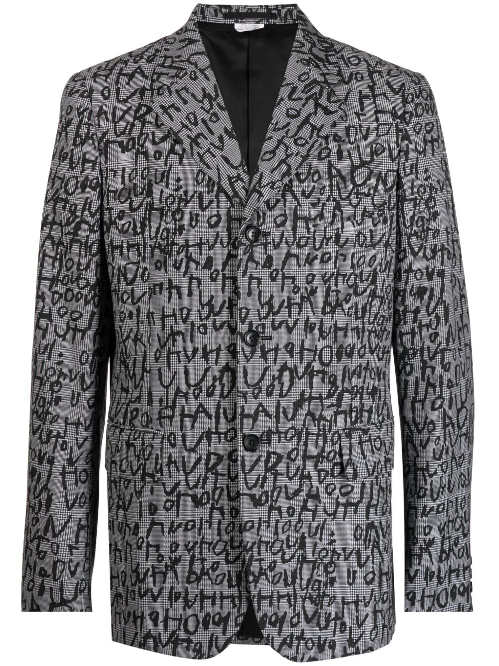 Comme des Garçons Homme Plus 抽象图案印花梯形翻领西装夹克 - 黑色