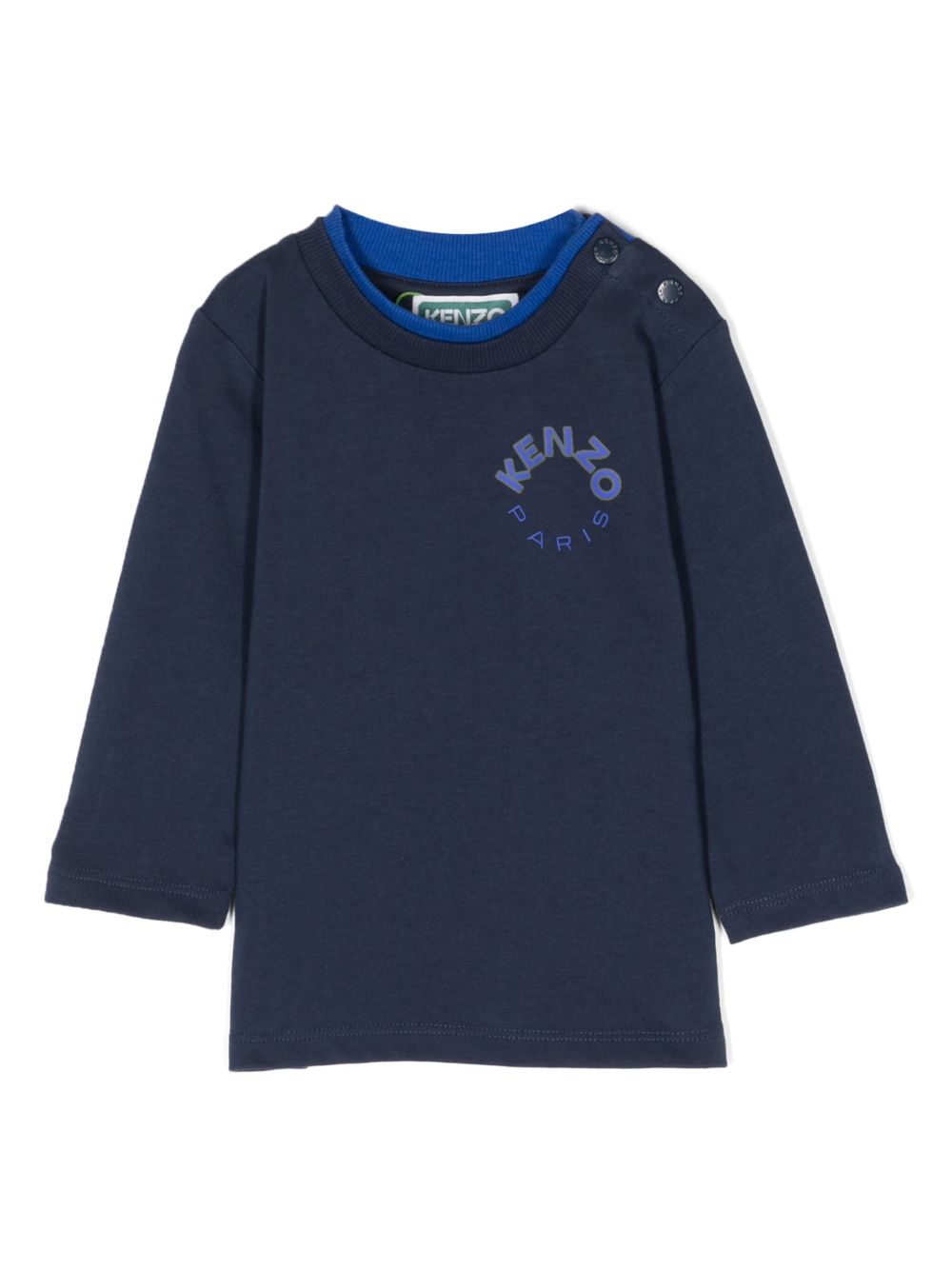 Kenzo Kids logo印花棉T恤 - 蓝色