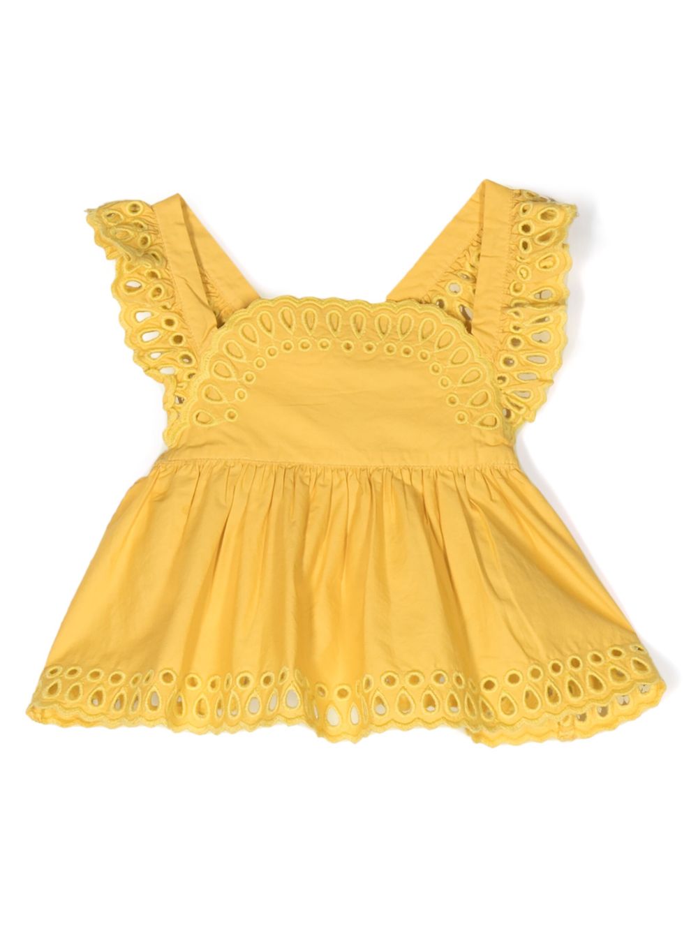 Stella McCartney Kids 马德拉刺绣伞形罩衫 - 黄色
