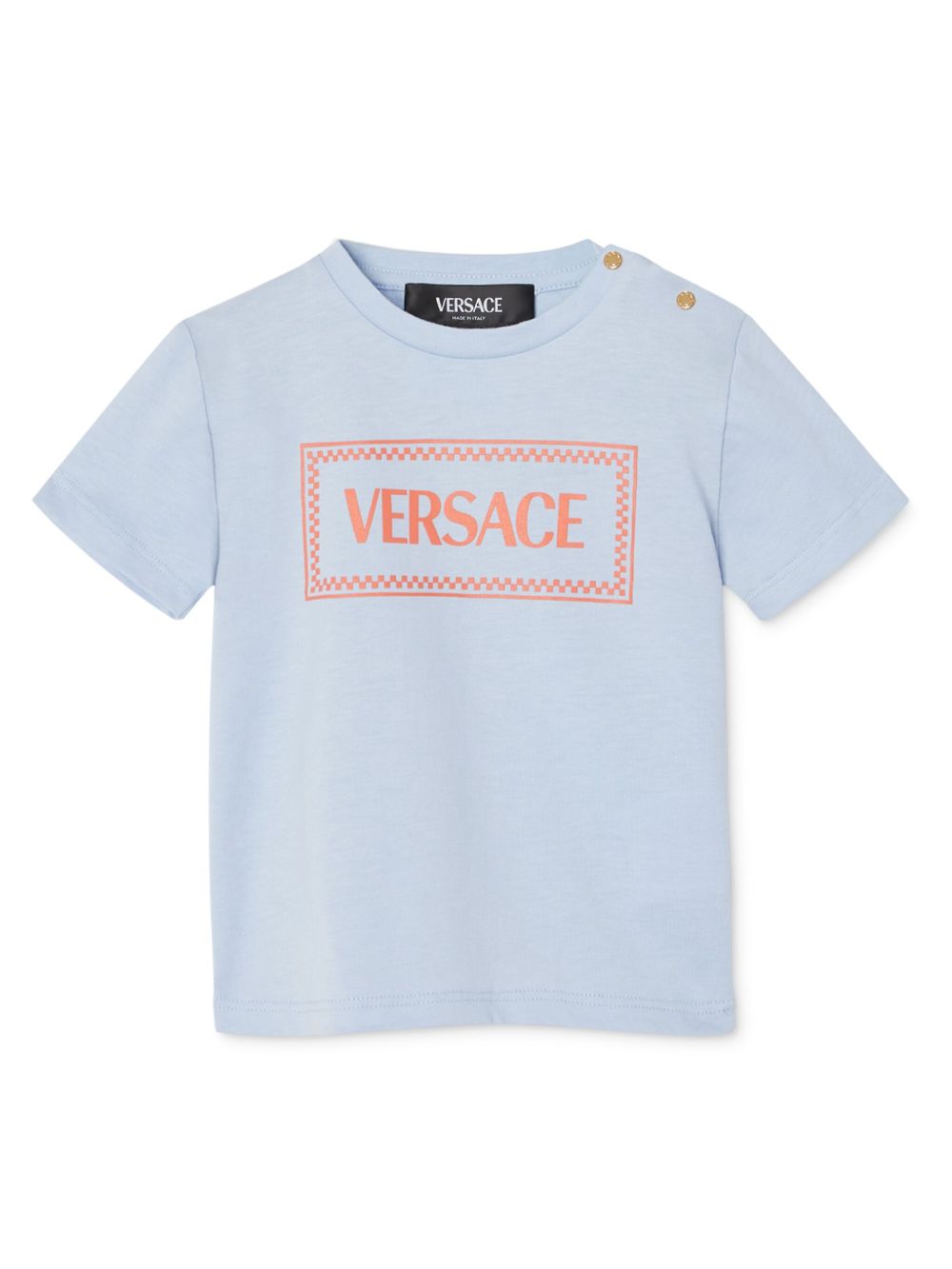 Versace Kids logo印花平纹针织T恤 - 蓝色