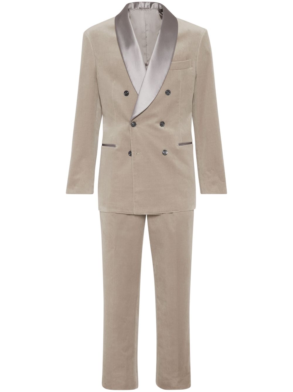 Brunello Cucinelli 双排扣西装套装 - 中性色