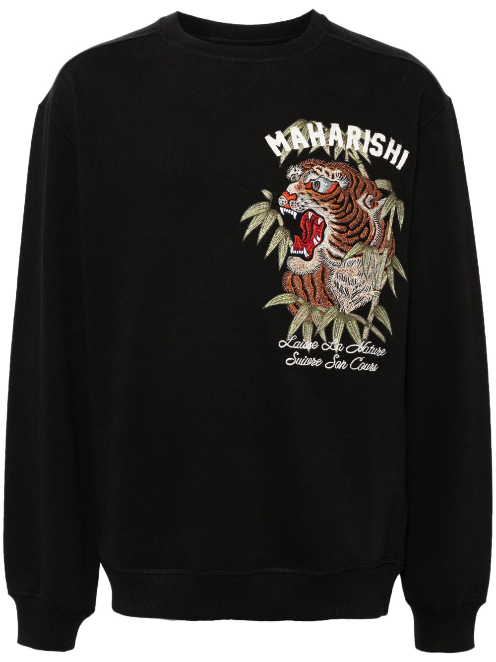 Maharishi logo印花棉卫衣 - 黑色