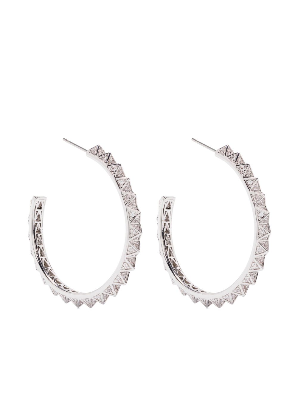 Eddie Borgo Pavé Pyramid hoop earrings - 银色