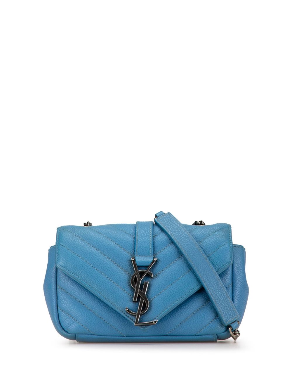 Saint Laurent Pre-Owned Baby Monogram Classic Chain 粒纹小牛皮斜挎包（2015年典藏款） - 蓝色