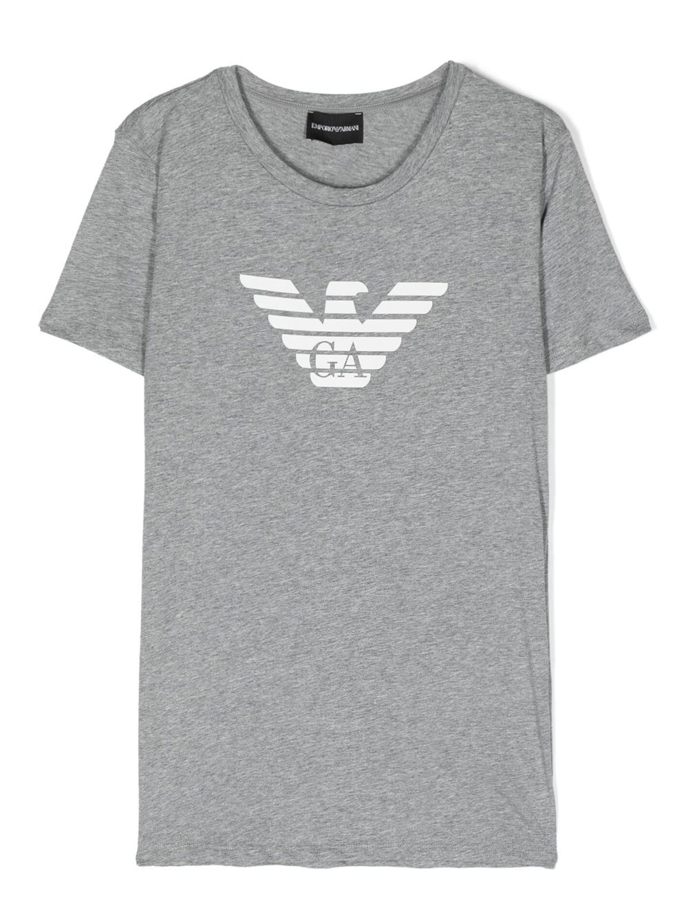 Emporio Armani Kids logo印花棉T恤 - 灰色