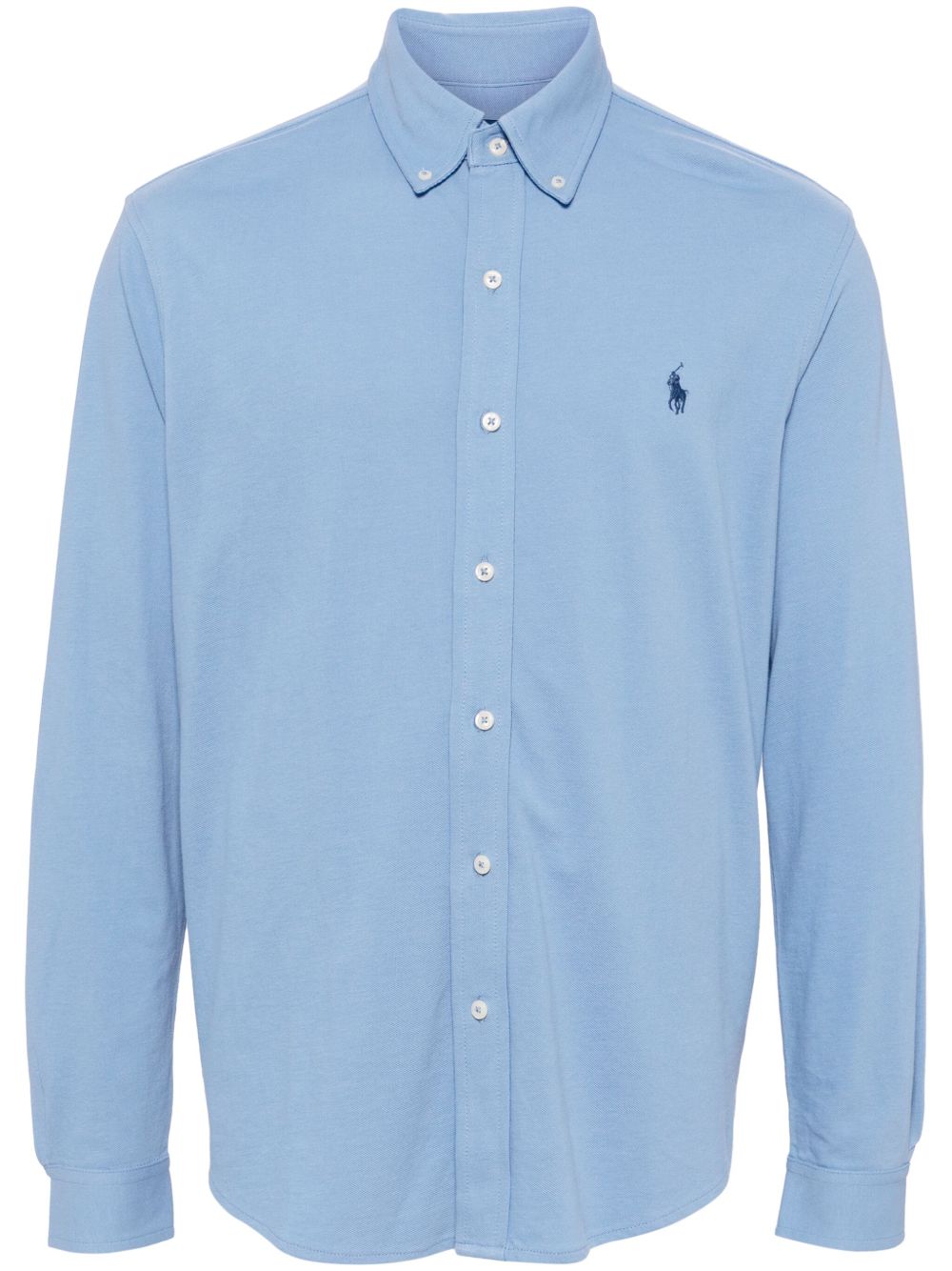 Polo Ralph Lauren logo刺绣棉衬衫 - 蓝色