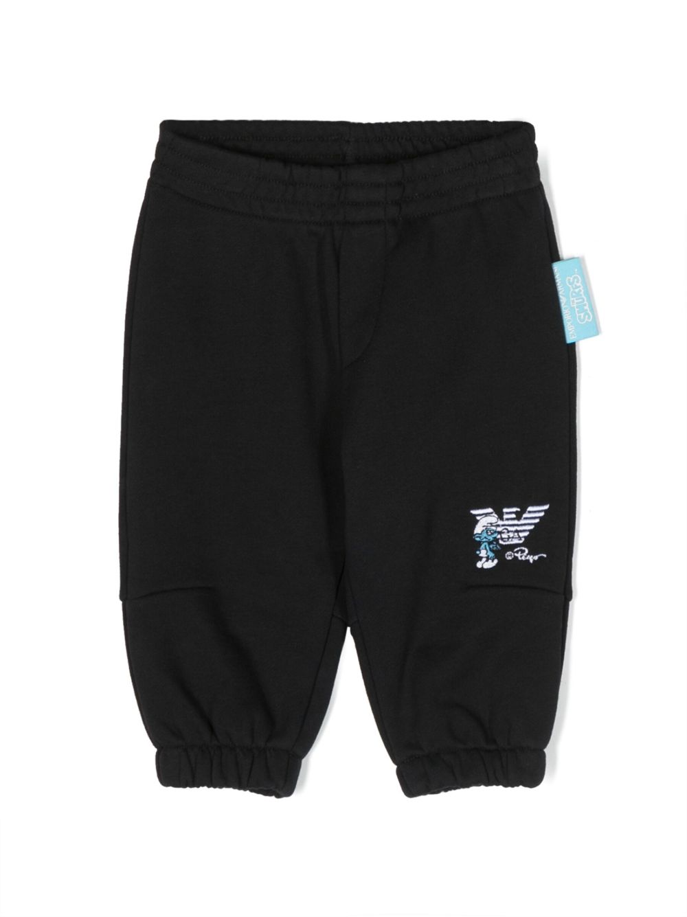 Emporio Armani Kids Smurfs 刺绣运动裤 - 蓝色