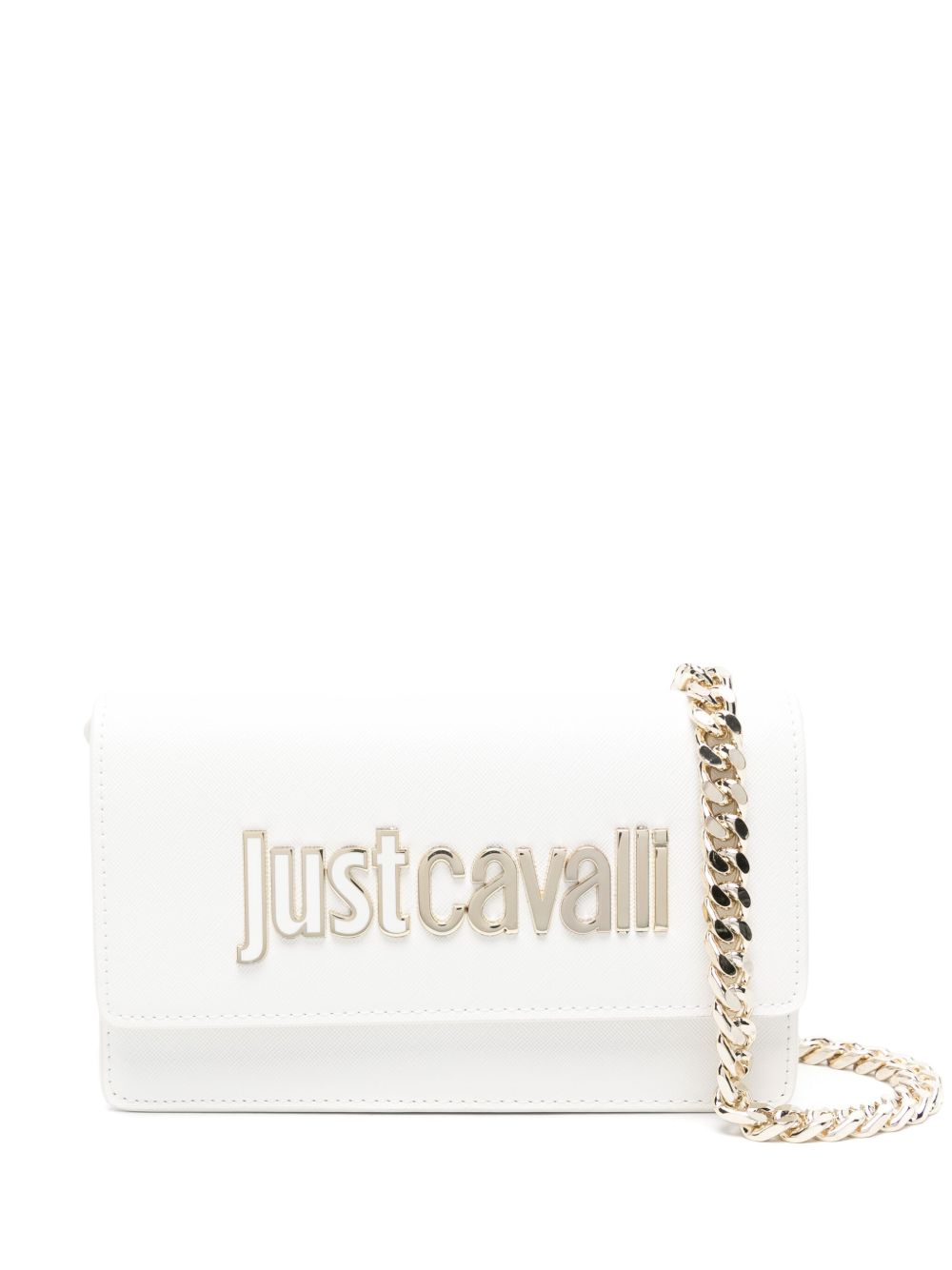 Just Cavalli logo文字单肩包 - 白色