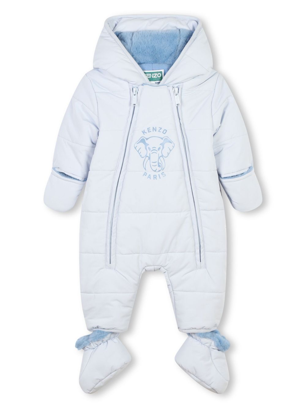 Kenzo Kids logo印花填充连体外套 - 蓝色