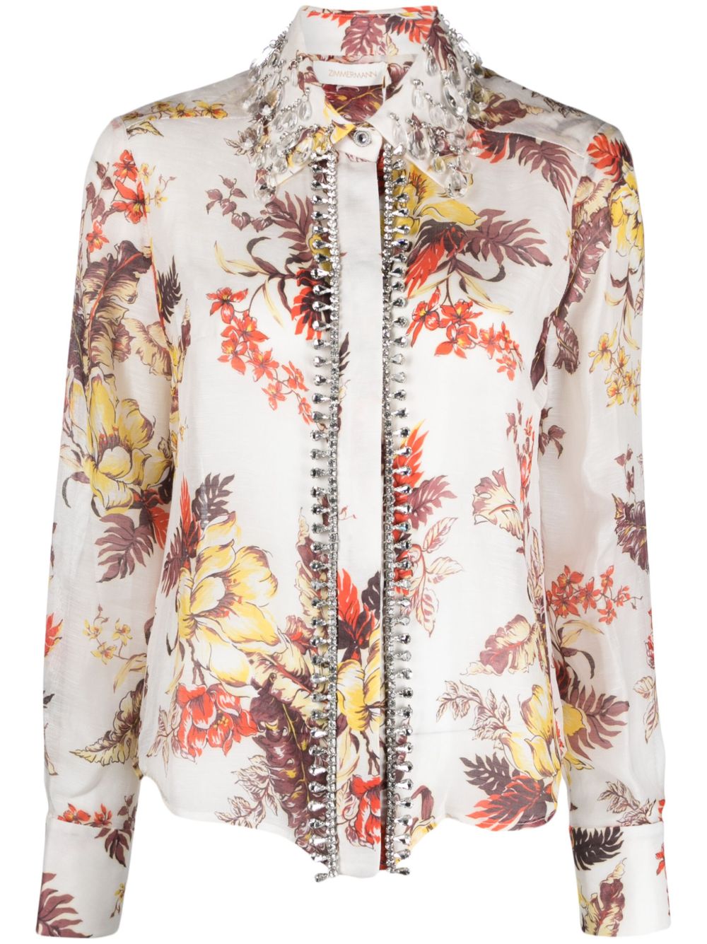 ZIMMERMANN Matchmaker Tropical 晶饰衬衫 - 中性色