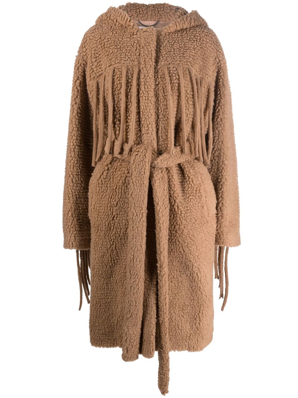 Stella McCartney 斯特拉·麦卡特尼 流苏边束腰泰迪大衣 - 褐色
