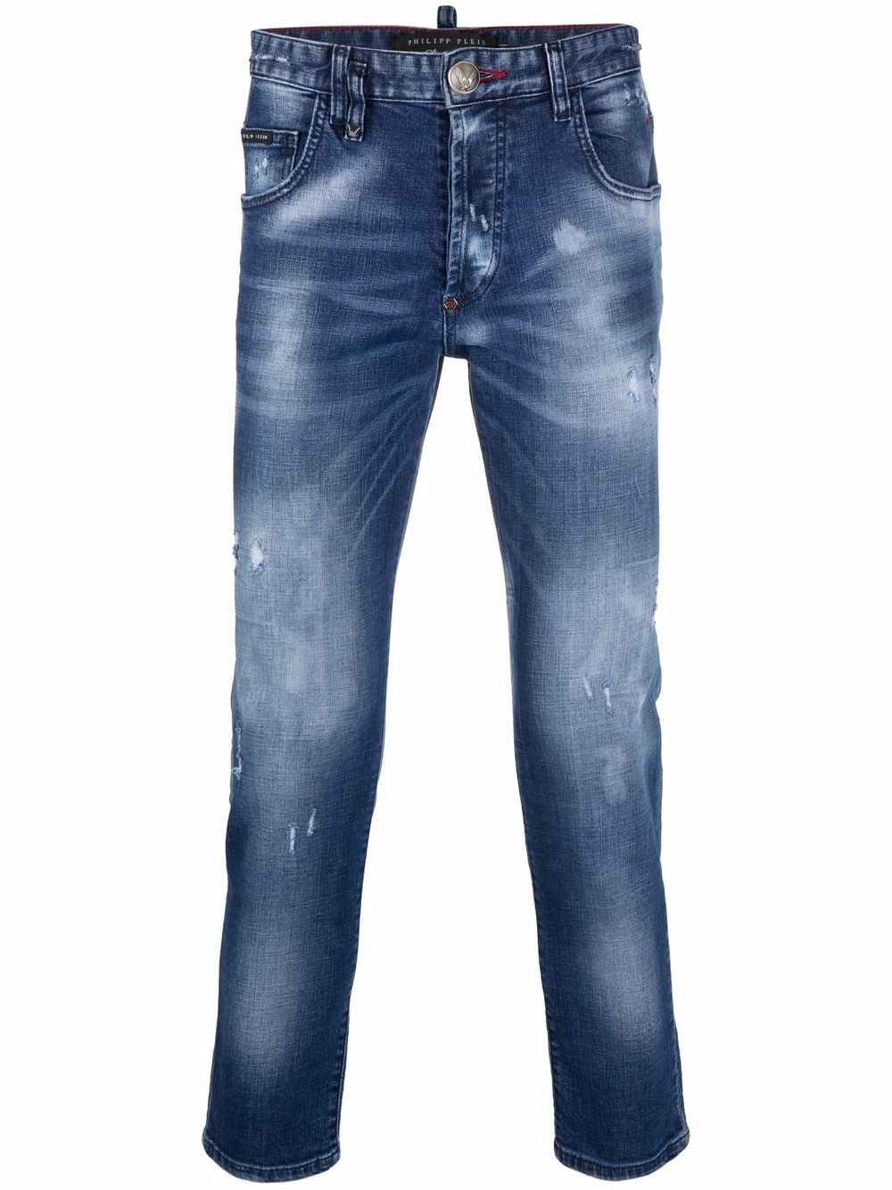 Philipp Plein 仿旧紧身牛仔裤 - 蓝色