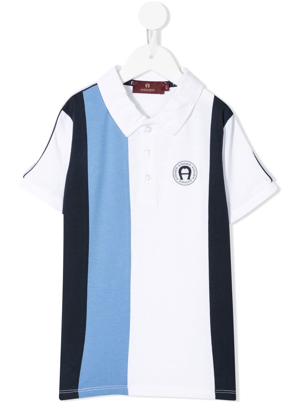 Aigner Kids 条纹短袖polo衫 - 蓝色
