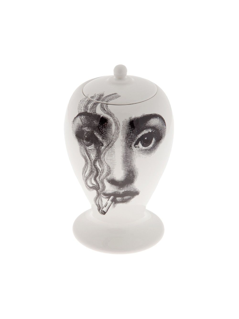 Fornasetti "Il fumo fa male"插画印花瓷壶 - 白色