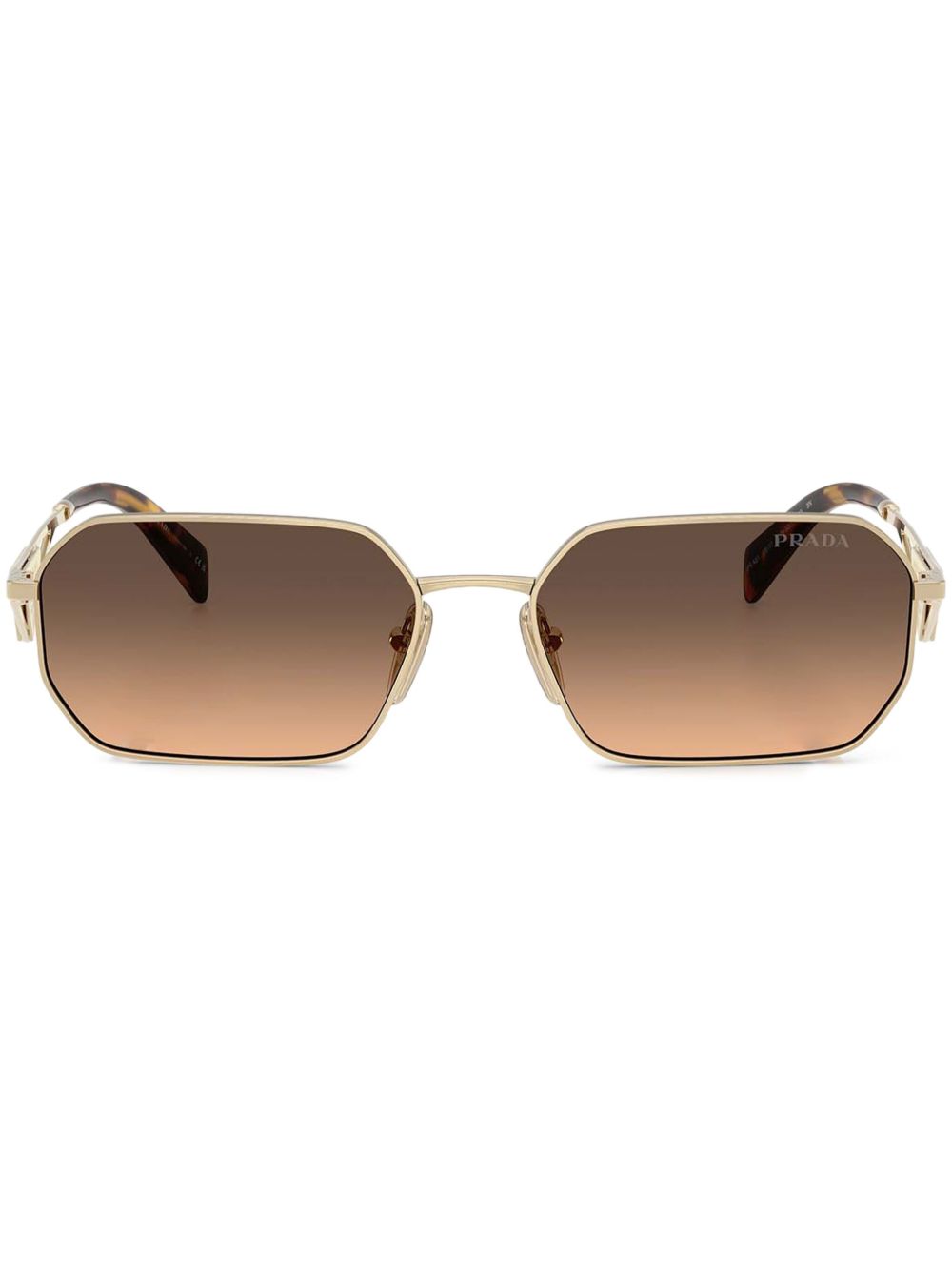 Prada Eyewear 渐色长方形太阳眼镜 - 金色