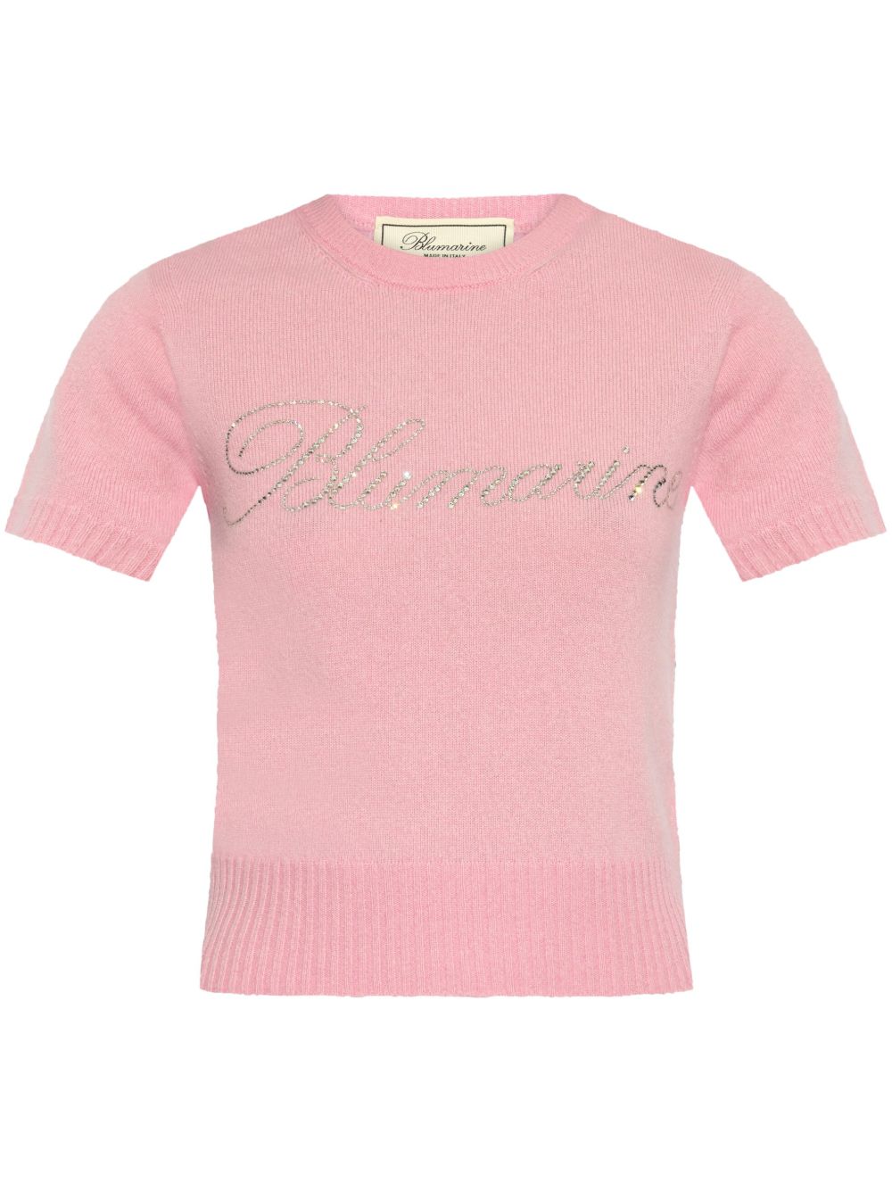 Blumarine 水钻logo针织上衣 - 粉色