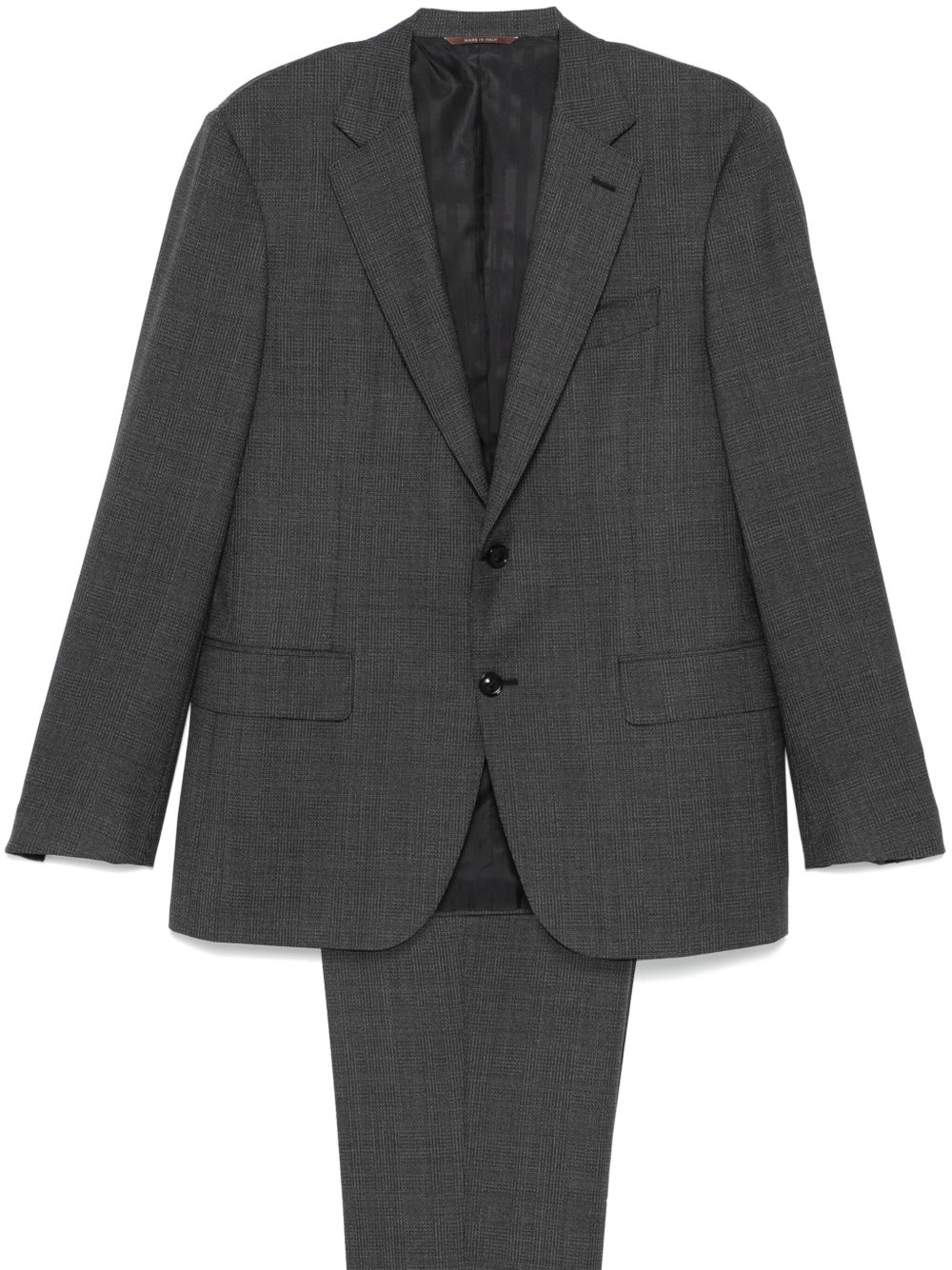 Canali 格纹西装套装 - 灰色