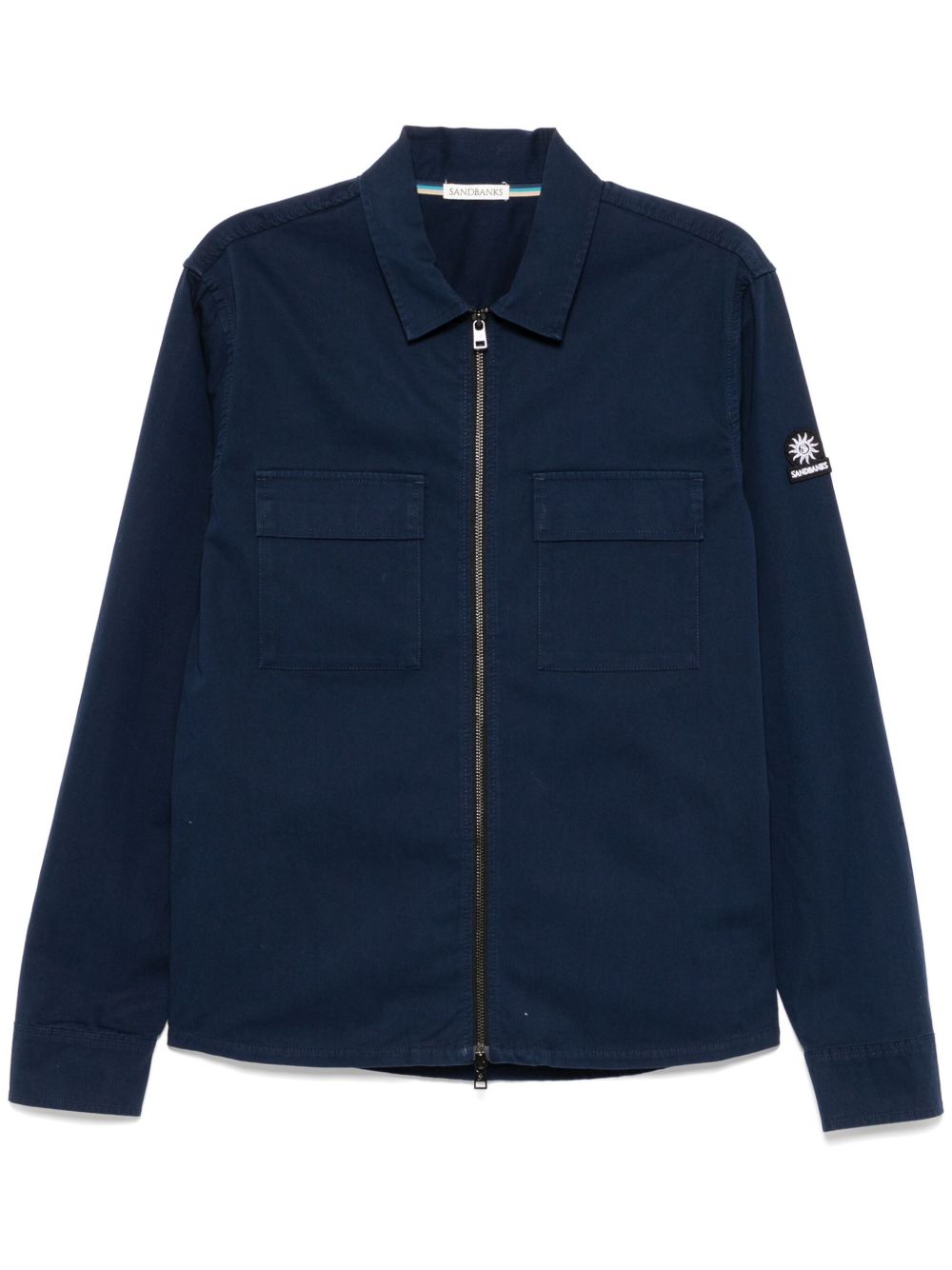 SANDBANKS zip-up gabardine overshirt - 蓝色