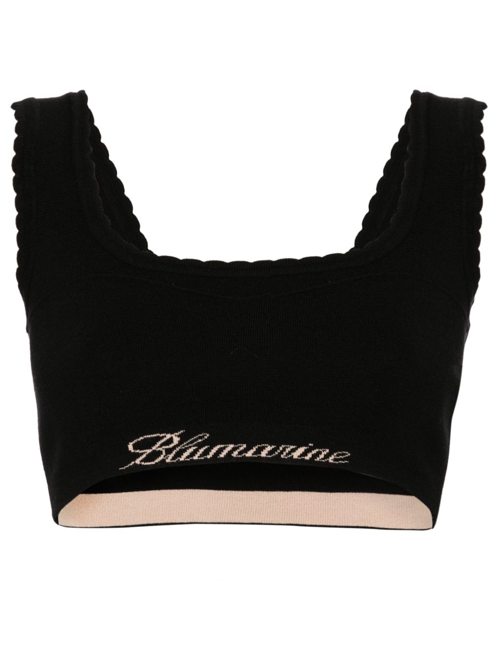 Blumarine logo提花短款上衣 - 黑色