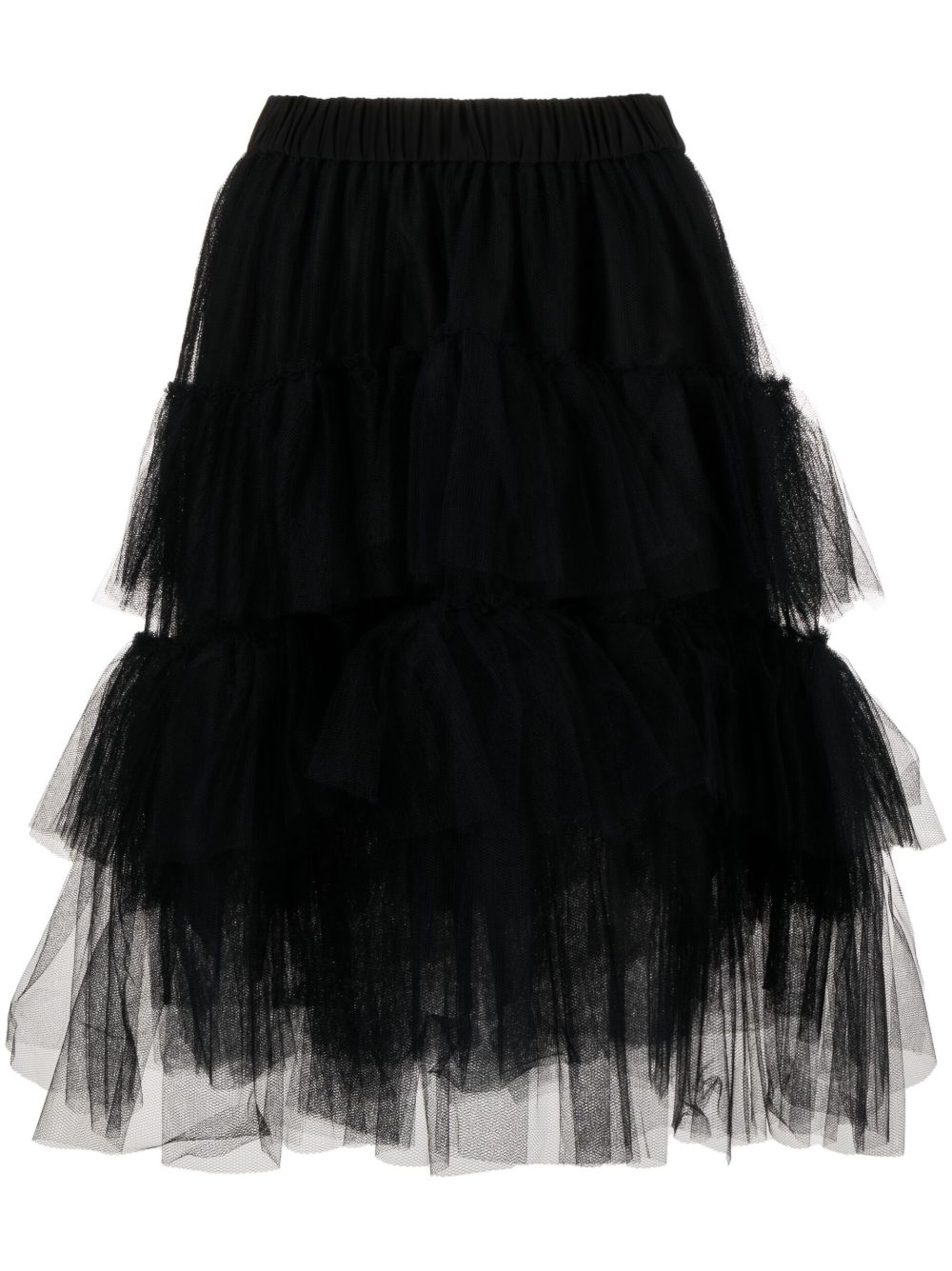 Simone Rocha 分层式薄纱中长半身裙 - 黑色