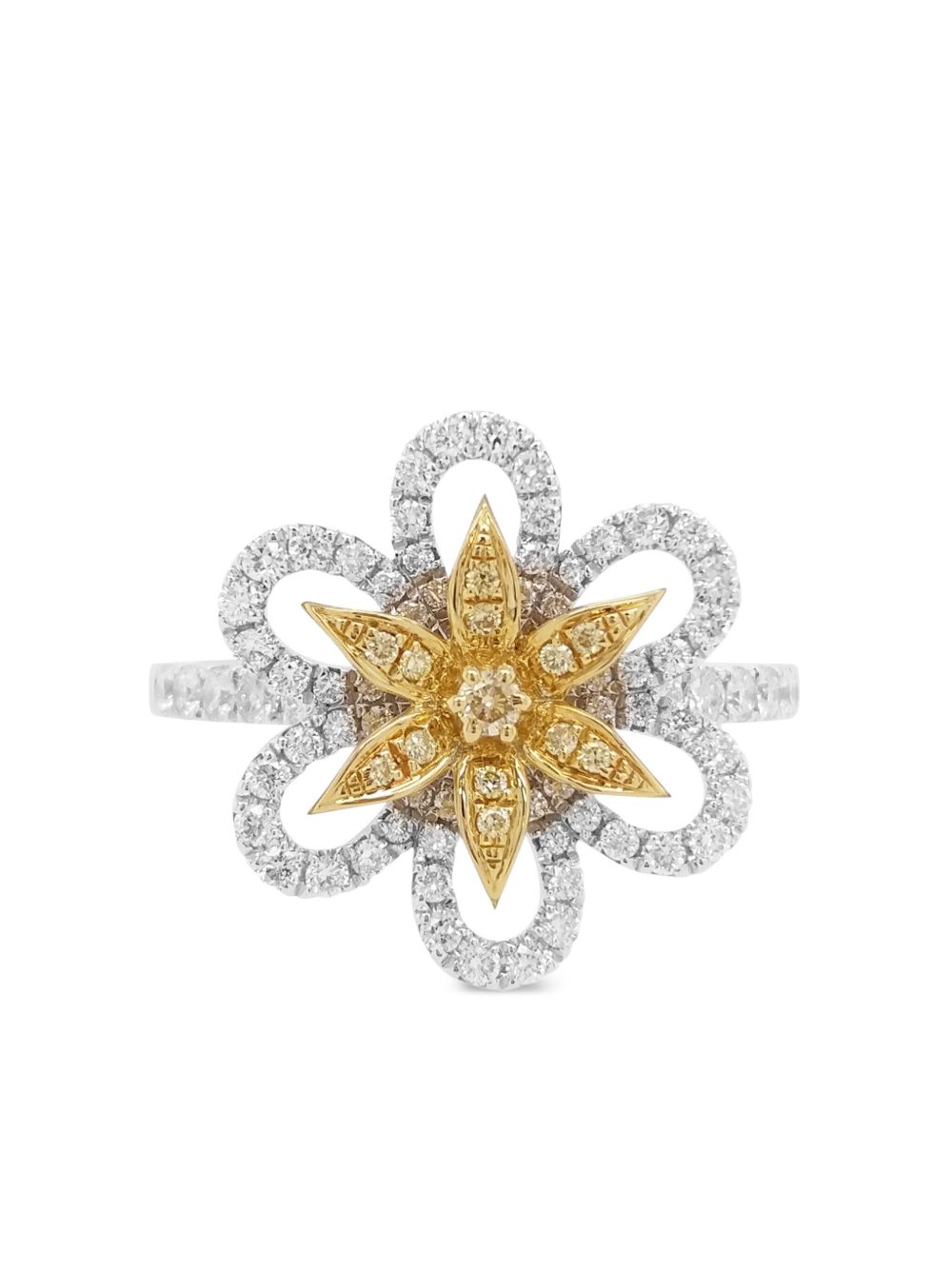 HYT Jewelry 18K黄金铂金钻石戒指 - 银色