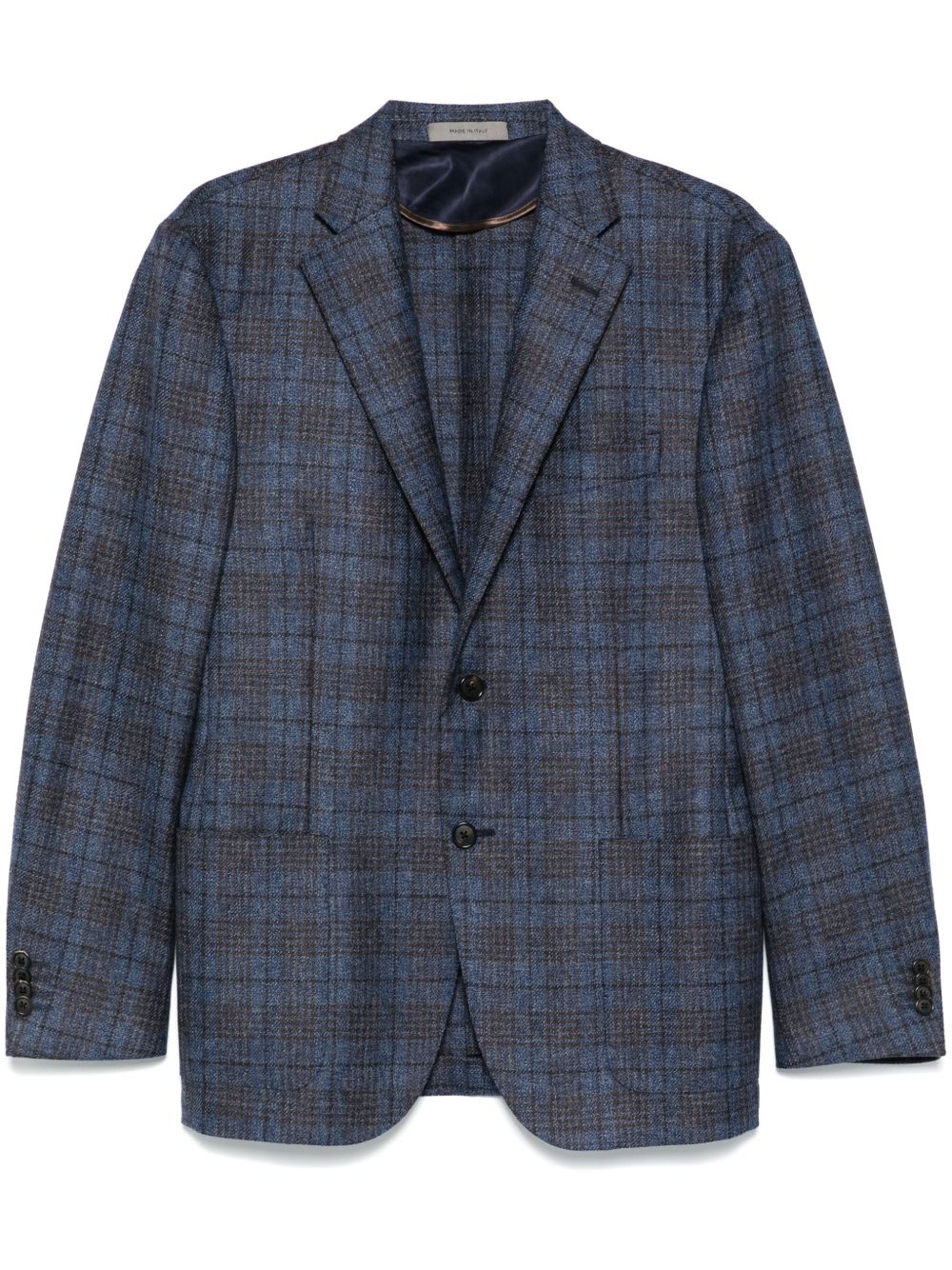 Corneliani 格纹西装夹克 - 蓝色