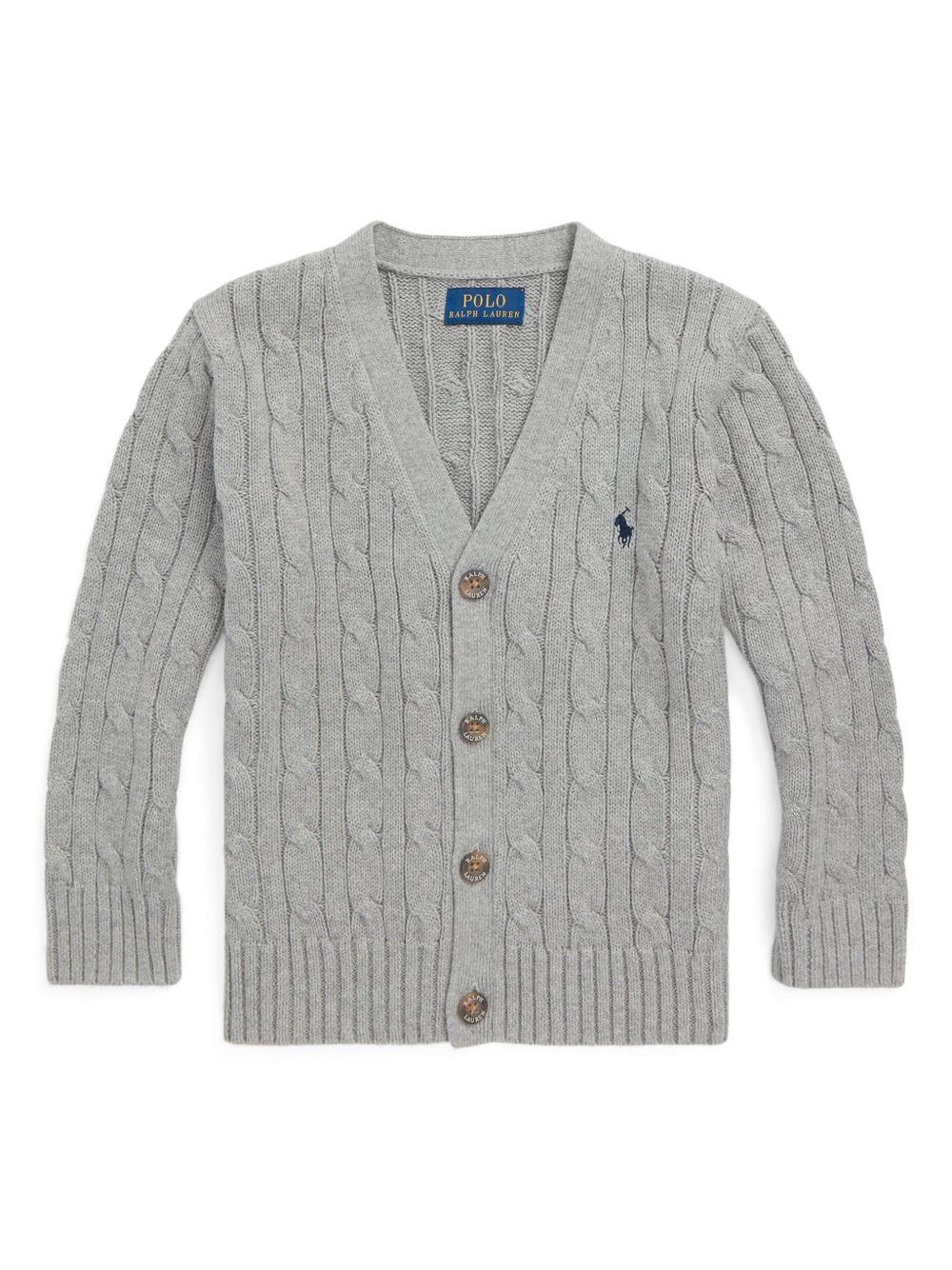 POLO RALPH LAUREN KIDS Polo Pony 刺绣棉开衫 - 灰色