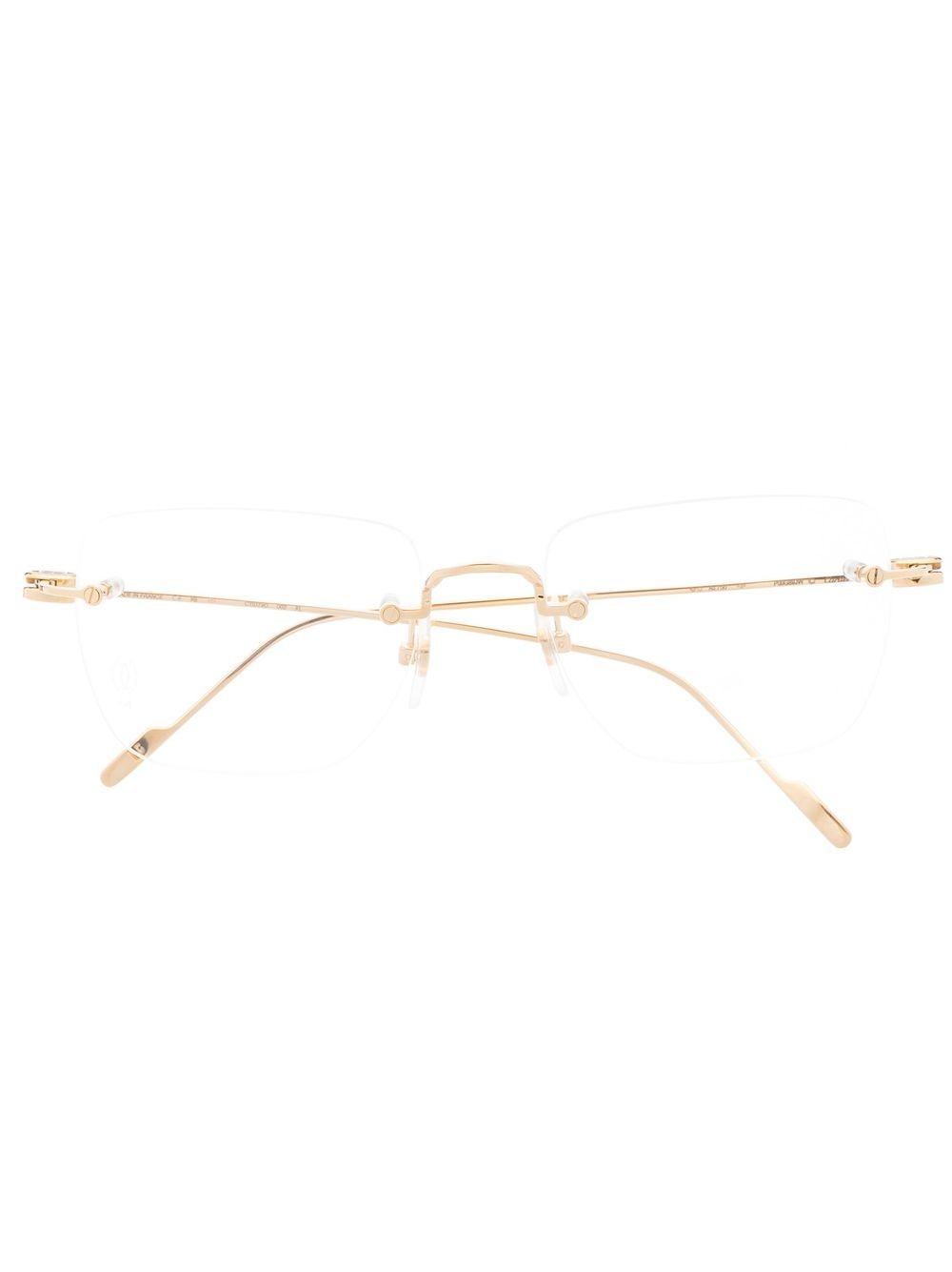 Cartier Eyewear 18K金方形镜框眼镜 - 中性色