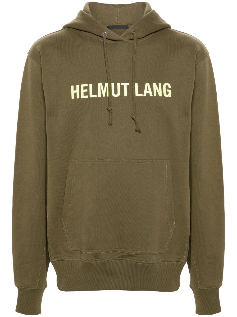 Helmut Lang logo印花棉连帽衫 - 绿色