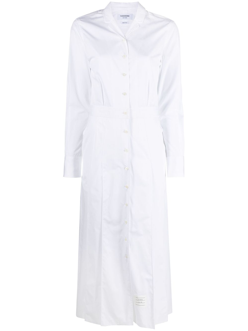 Thom Browne 百褶府绸衬衫裙 - 白色