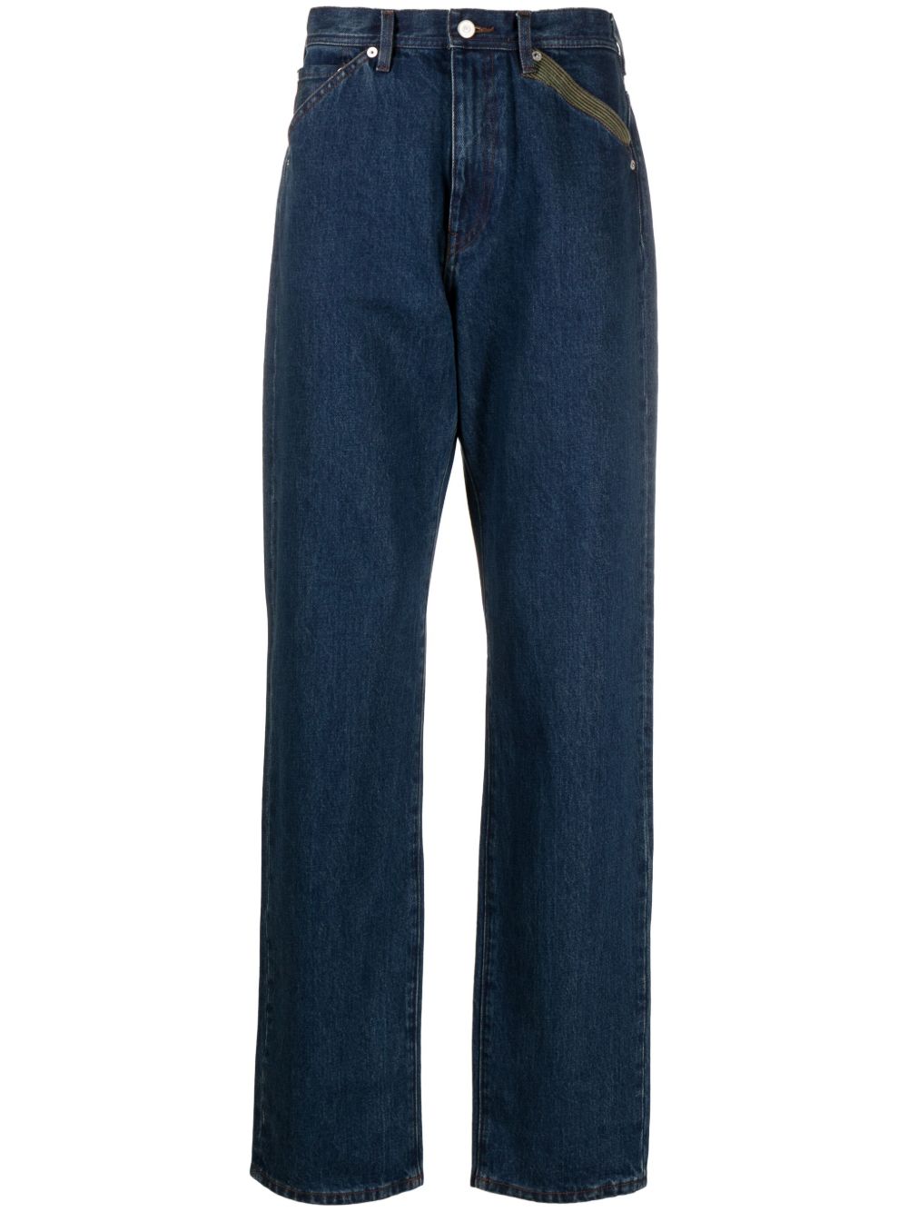PS Paul Smith Plains 刺绣棉牛仔裤 - 蓝色