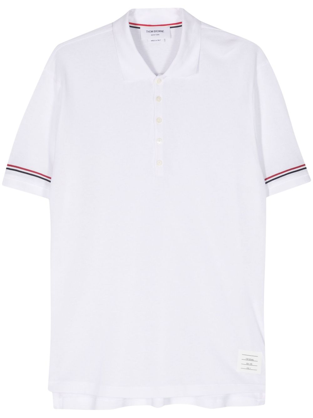 Thom Browne 红白蓝条纹密织polo衫 - 白色