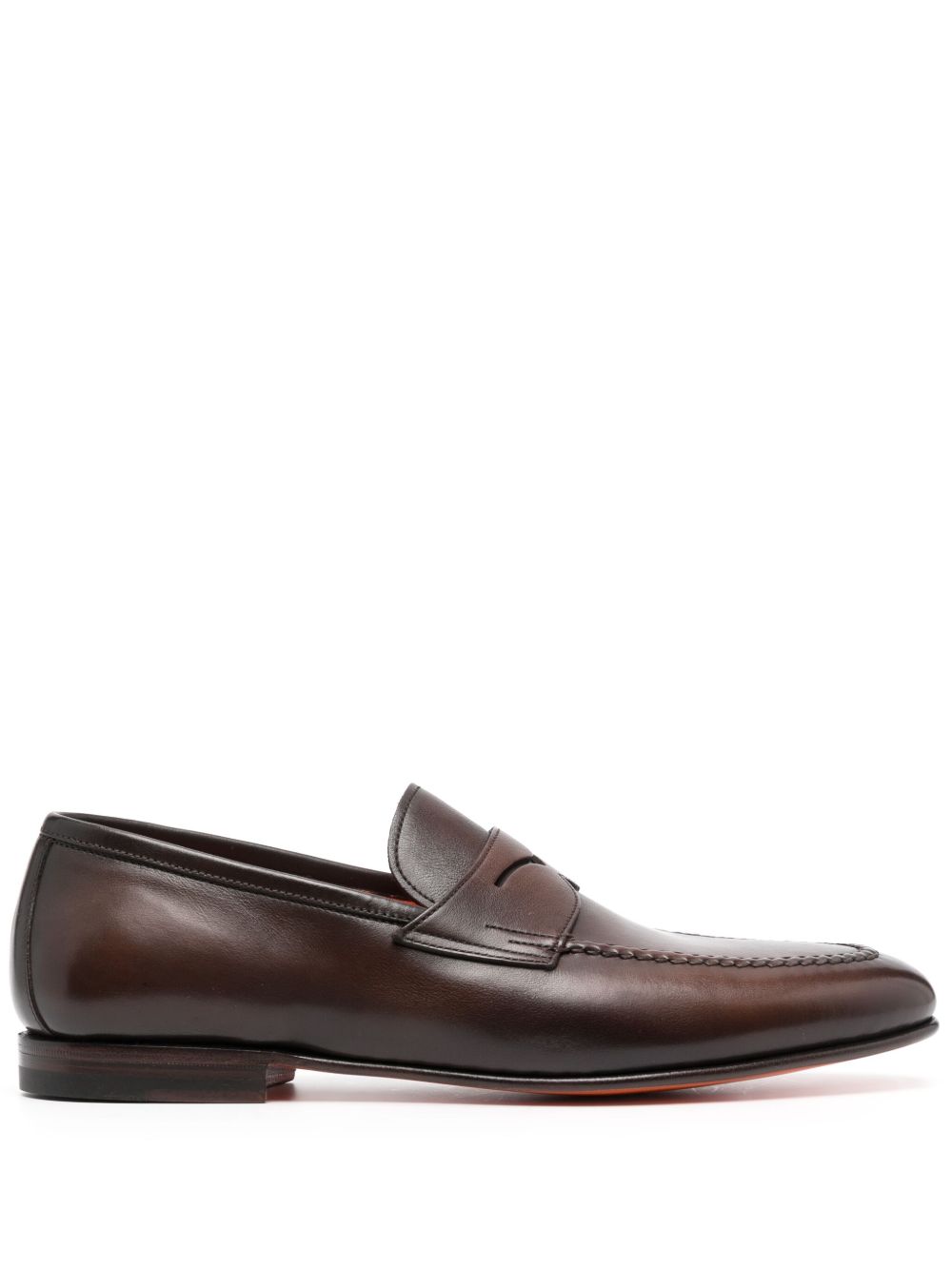 Santoni 经典皮质乐福鞋 - 褐色