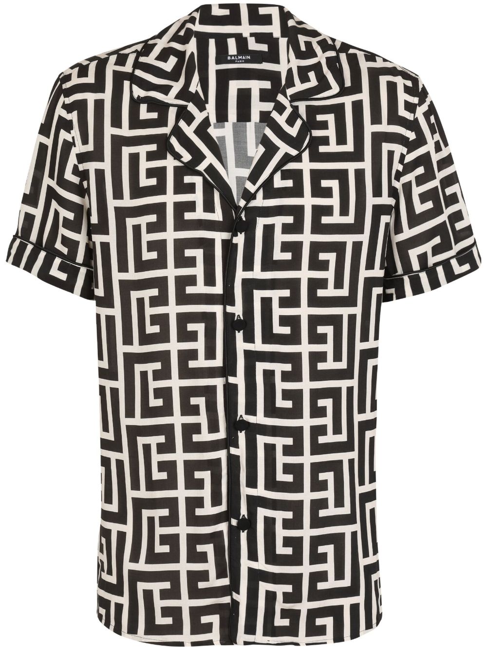 Balmain 经典logo印花短袖衬衫 - 黑色