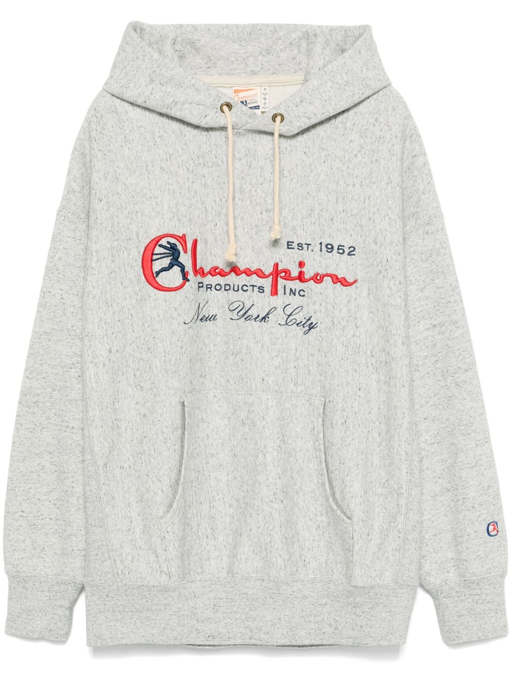 Champion logo刺绣连帽衫 - 灰色