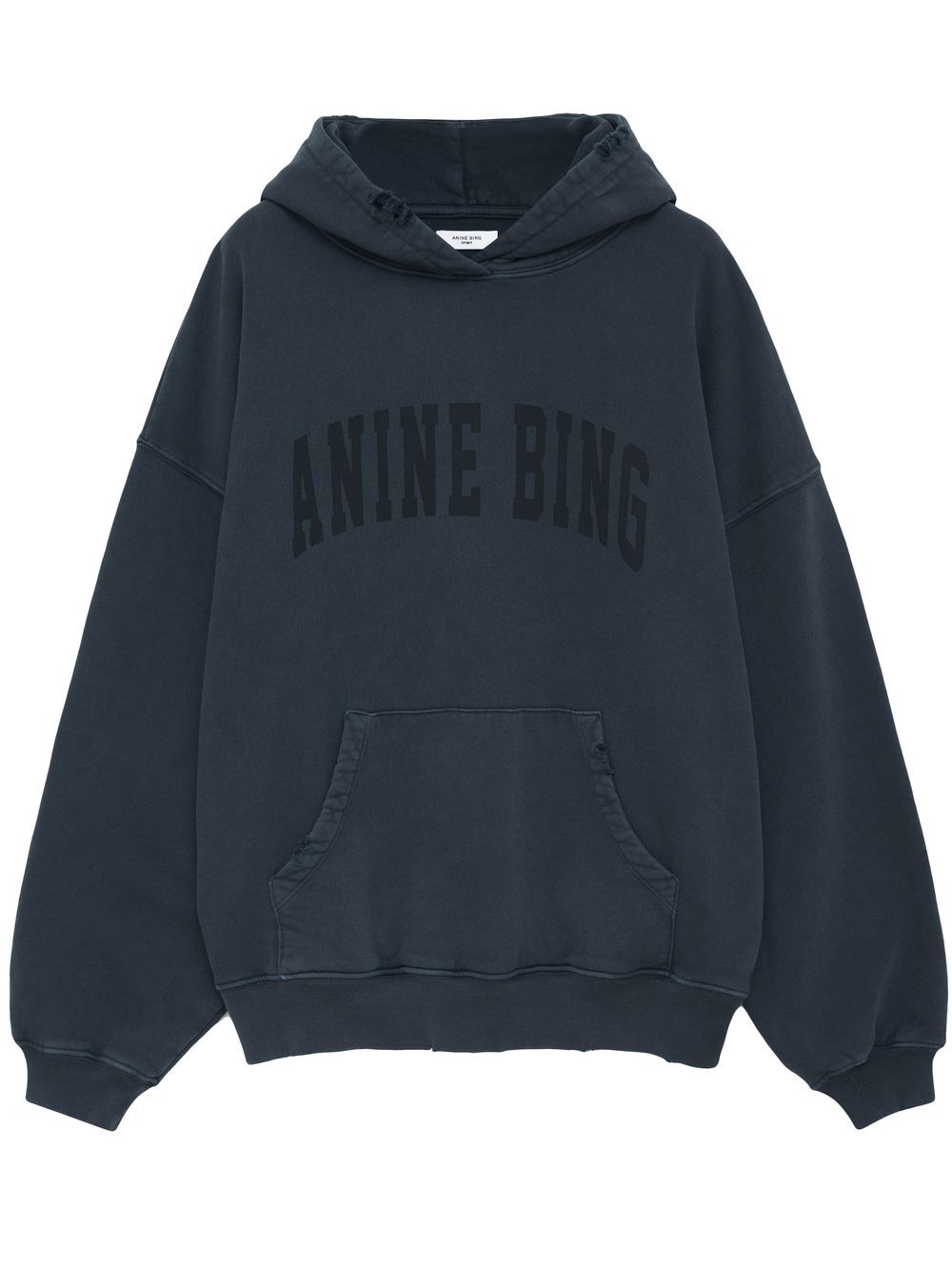ANINE BING Harvey logo棉印花连帽衫 - 黑色
