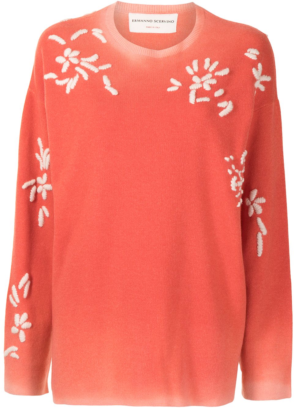 Ermanno Scervino 花卉刺绣毛衣 - 红色