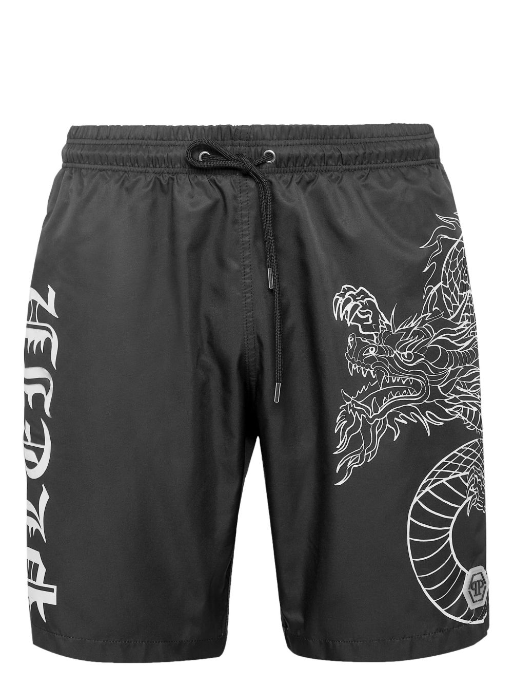Philipp Plein 飞龙印花泳裤 - 黑色