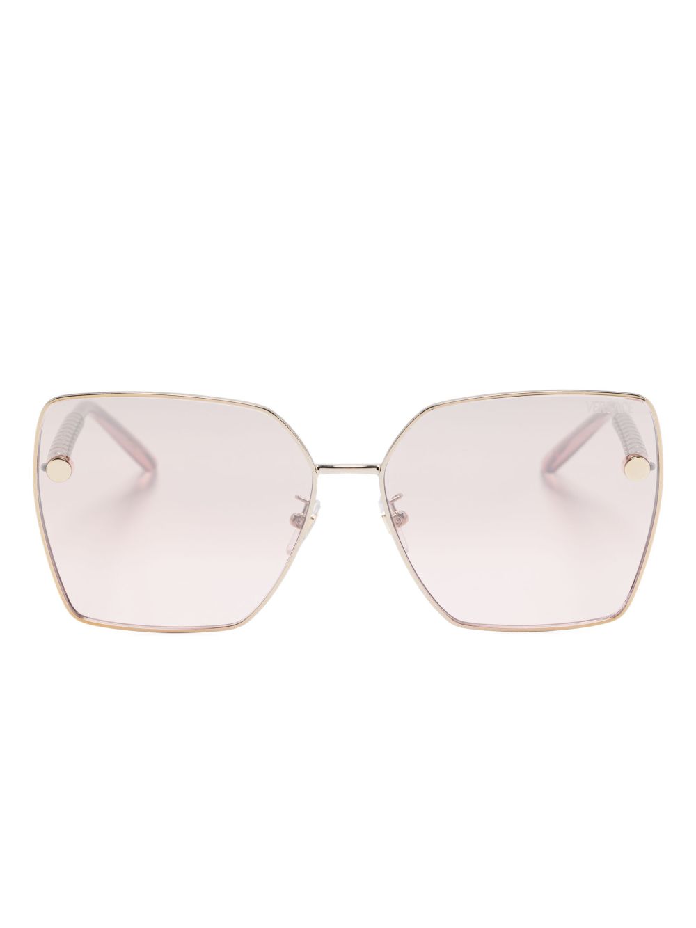 Versace Eyewear 希腊回纹图案细节太阳眼镜 - 粉色