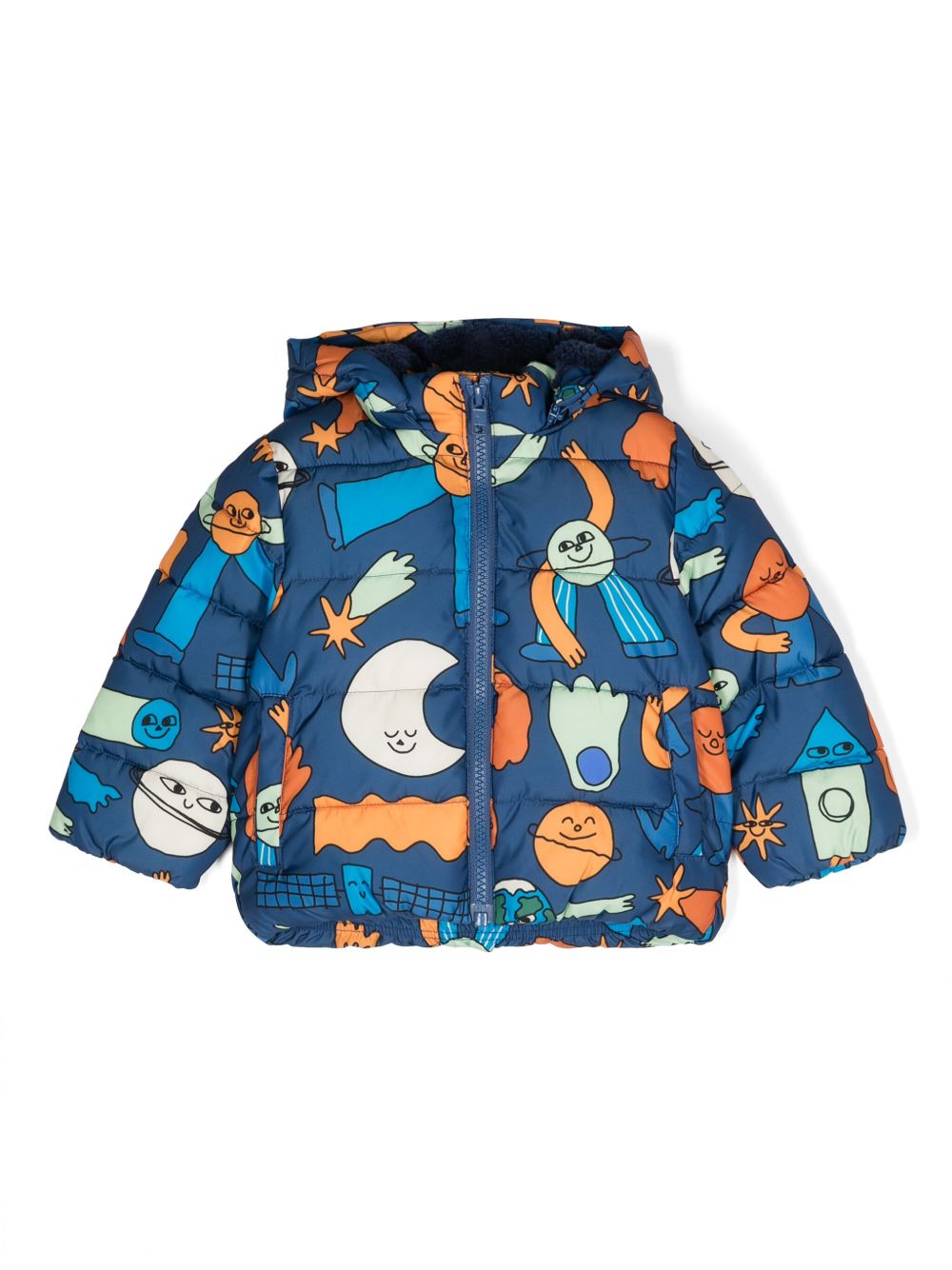 Stella McCartney Kids 图案印花连帽夹克 - 蓝色