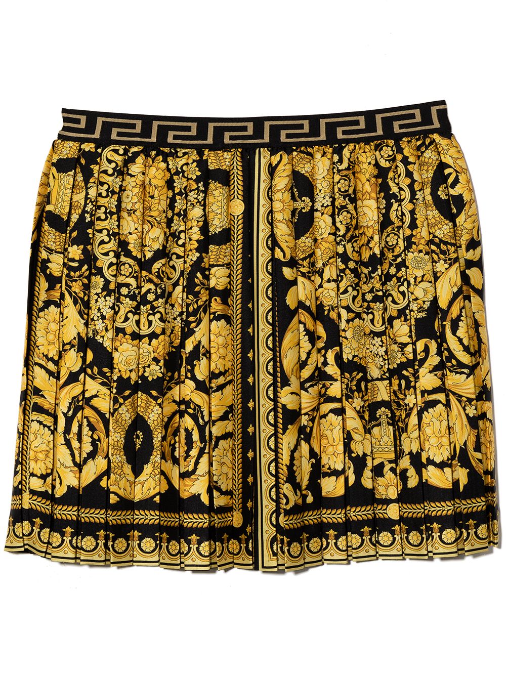 Versace Kids Barocco Kids 印花百褶半身裙 - 黑色