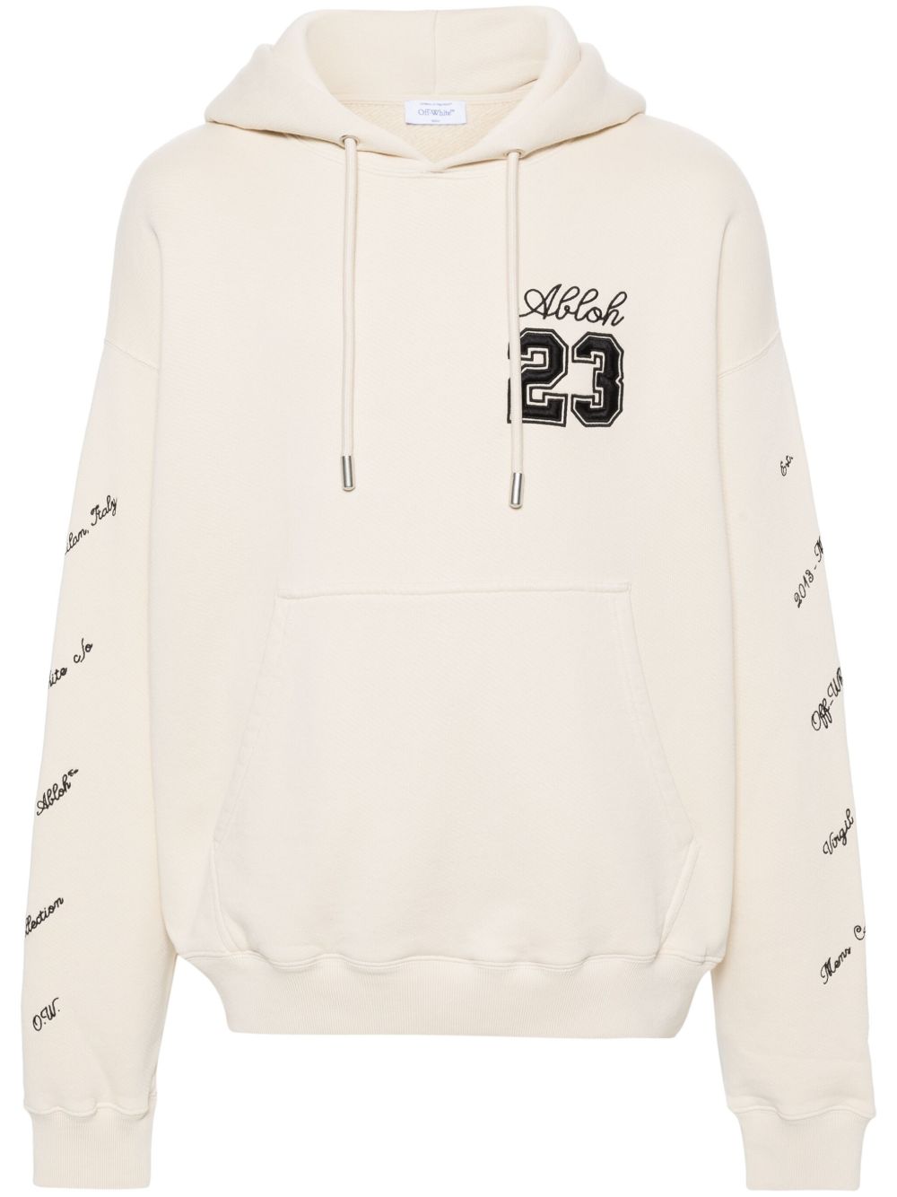 Off-White logo刺绣棉连帽衫 - 中性色
