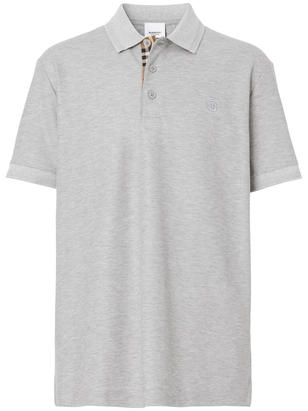 Burberry logo刺绣polo衫 - 灰色