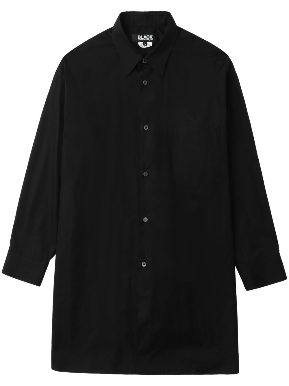 Black Comme Des Garçons 缎面拼接棉衬衫 - 黑色