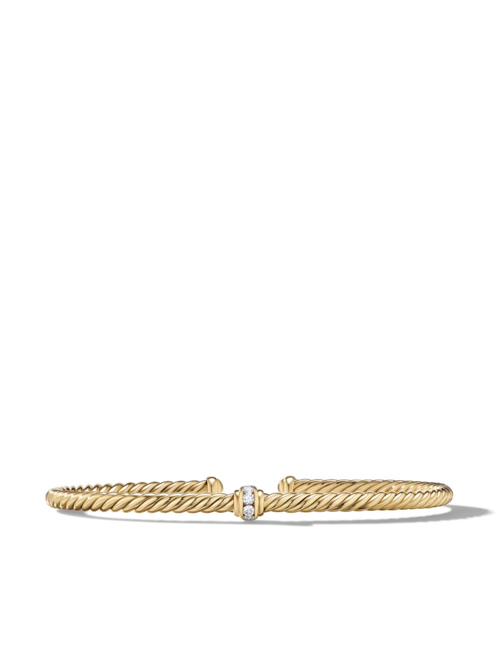 David Yurman 18K黄金 Cable 3毫米钻石手链 - 金色