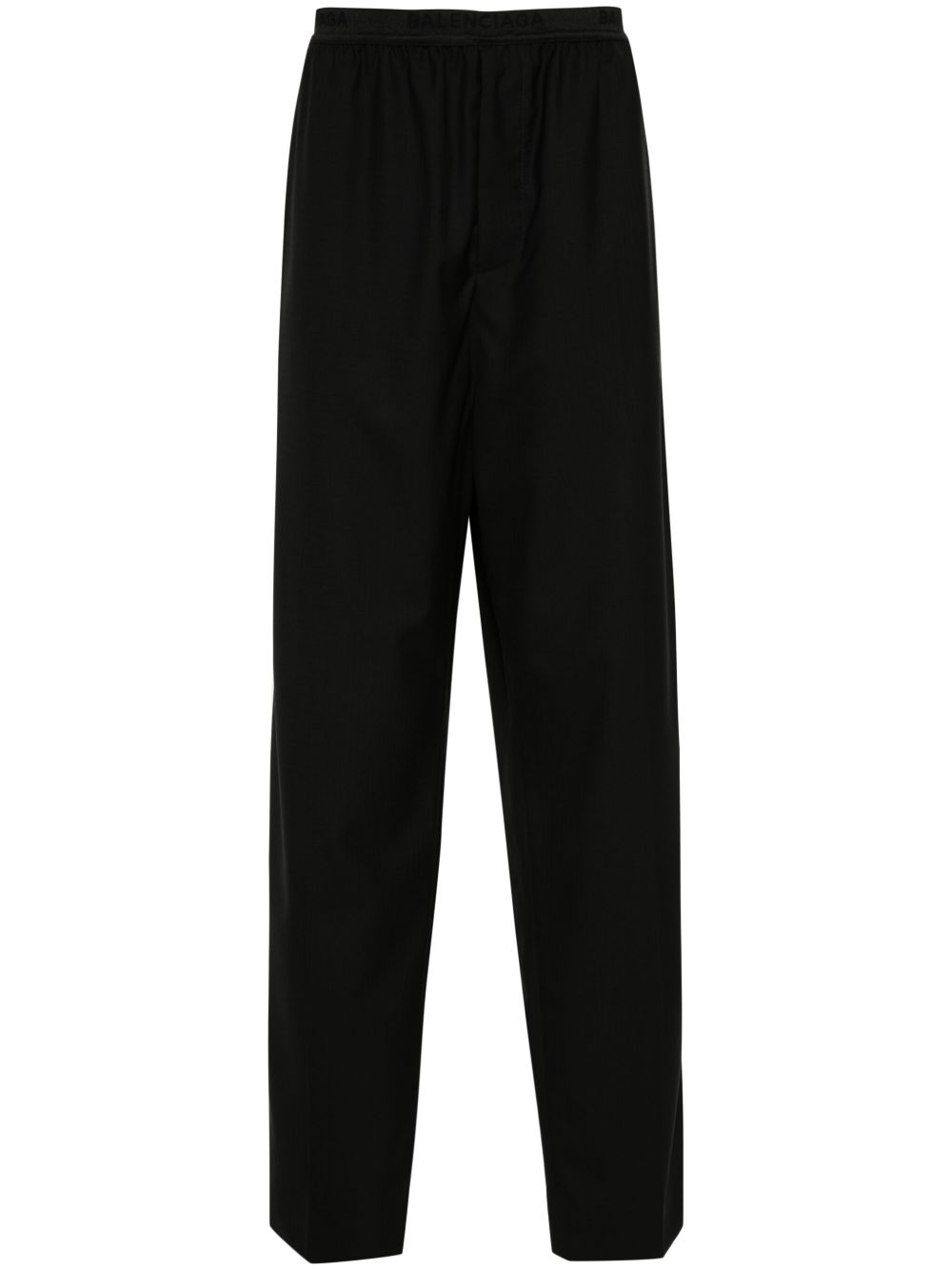 Balenciaga logo腰边宽松长裤 - 黑色