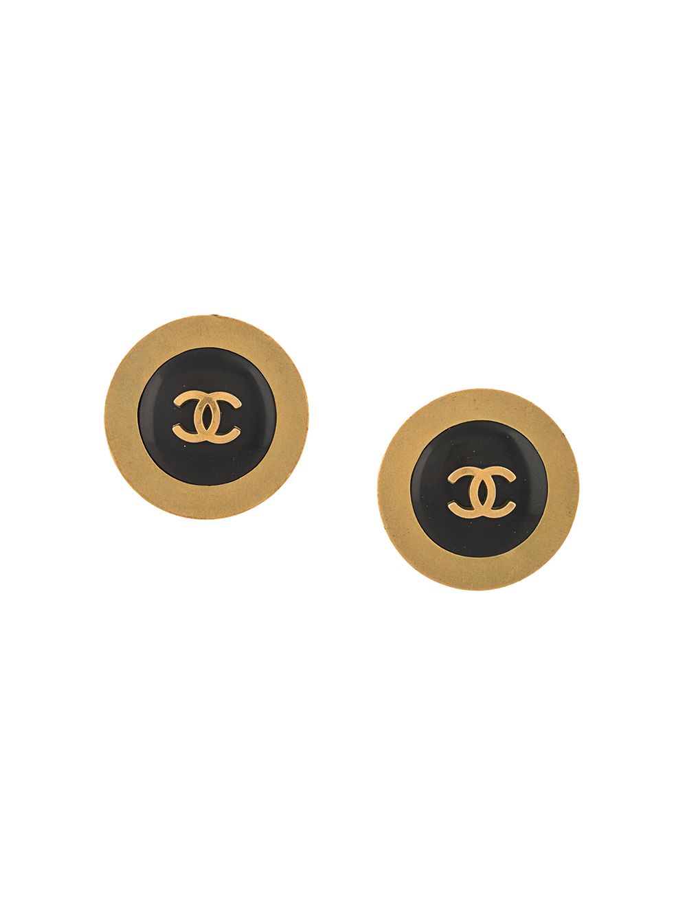 CHANEL Pre-Owned CC 纽扣形夹扣式耳环（1994年典藏款） - 金色