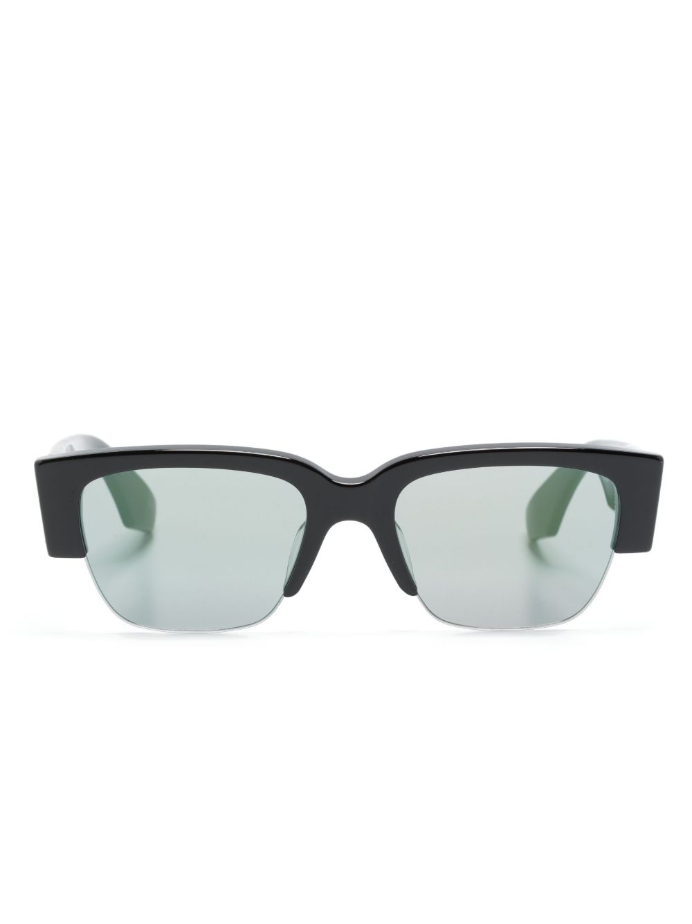 Alexander McQueen Eyewear logo标牌半框太阳眼镜 - 黑色