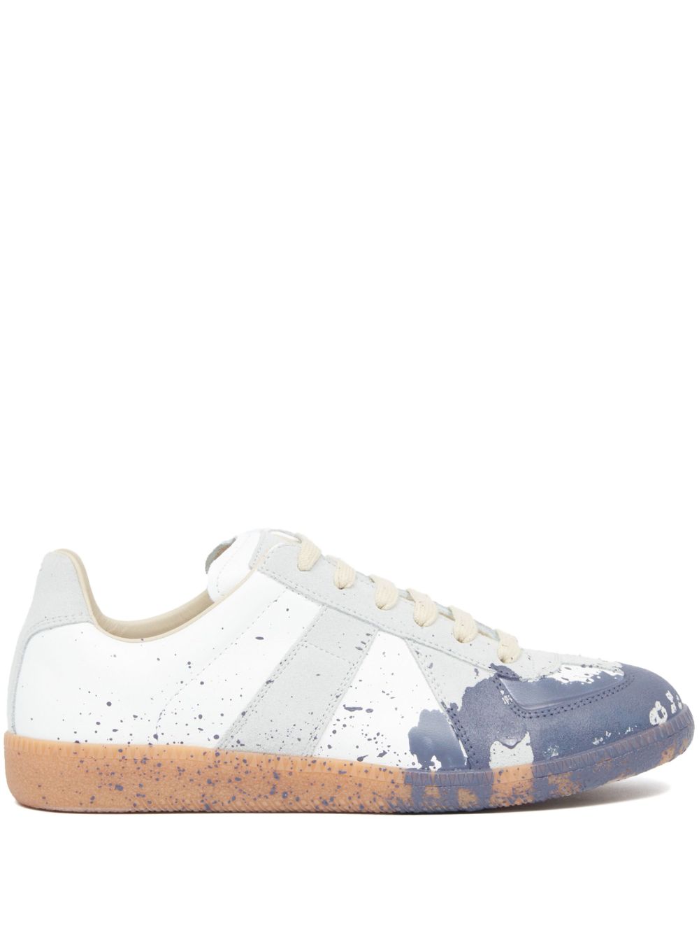 Maison Margiela Replica Paint 皮质运动鞋 - 白色